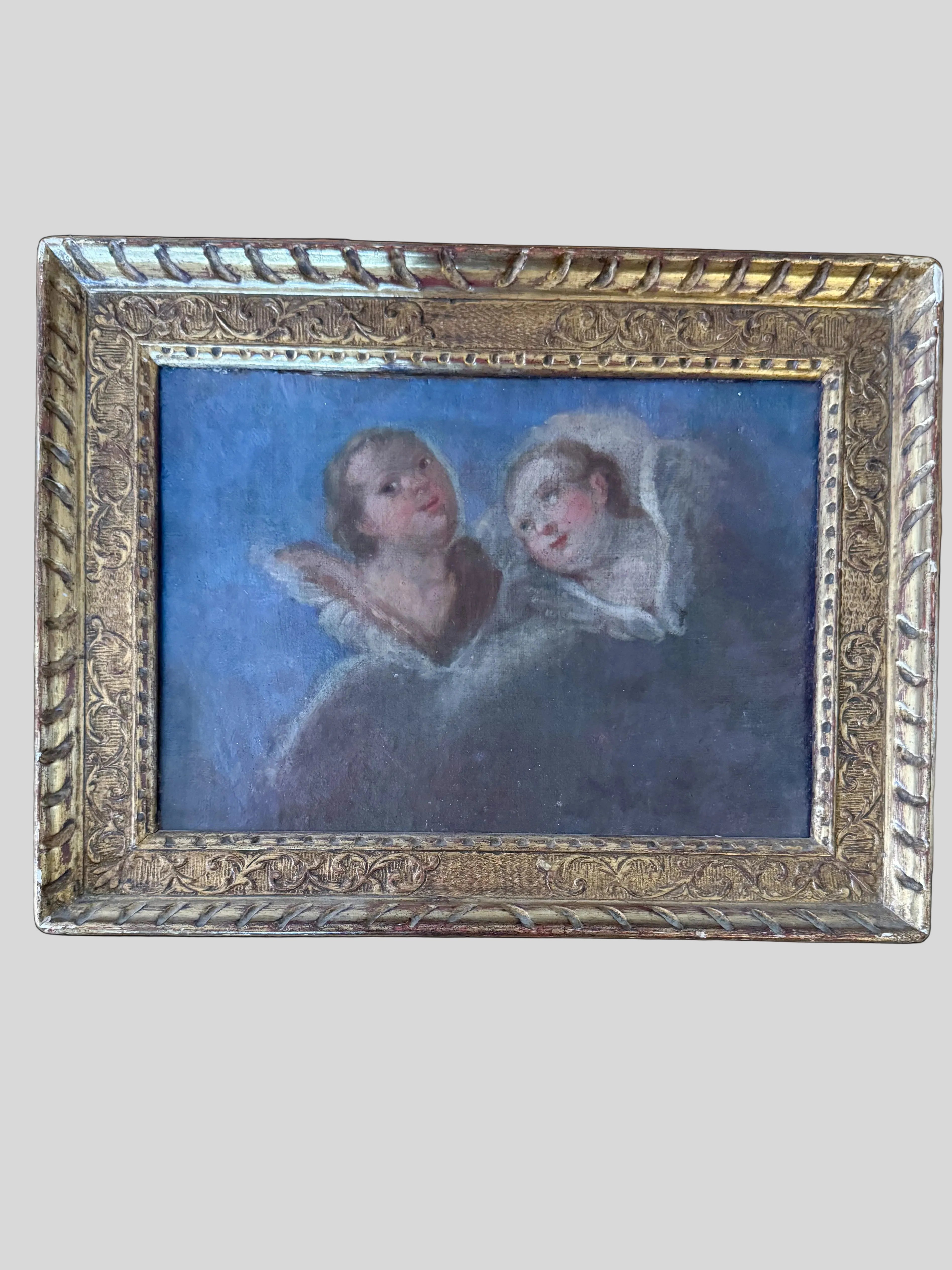Two Cherubs — 18th-Century Oil on Panel