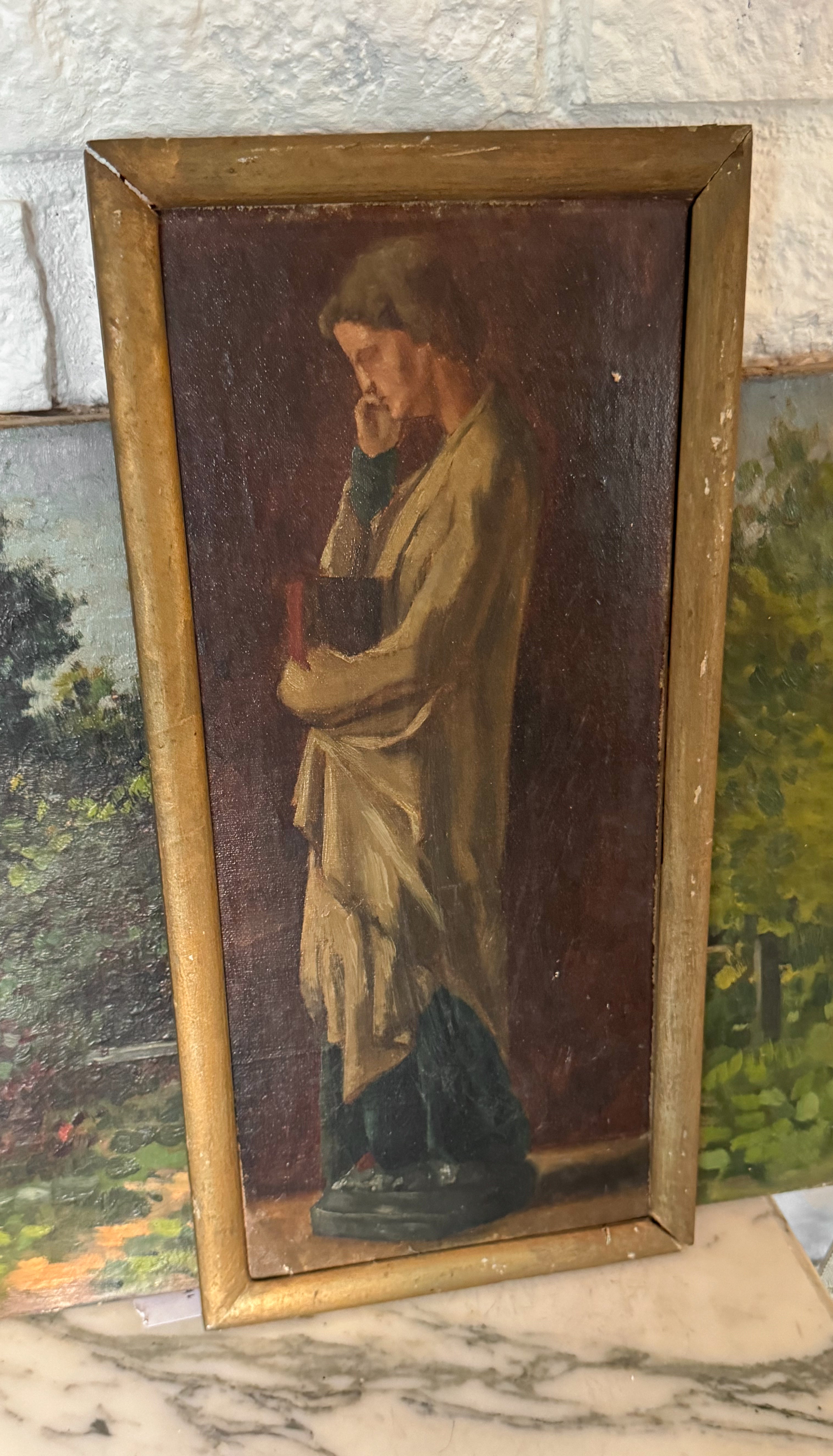 Robed Male Figure, Oil on Panel