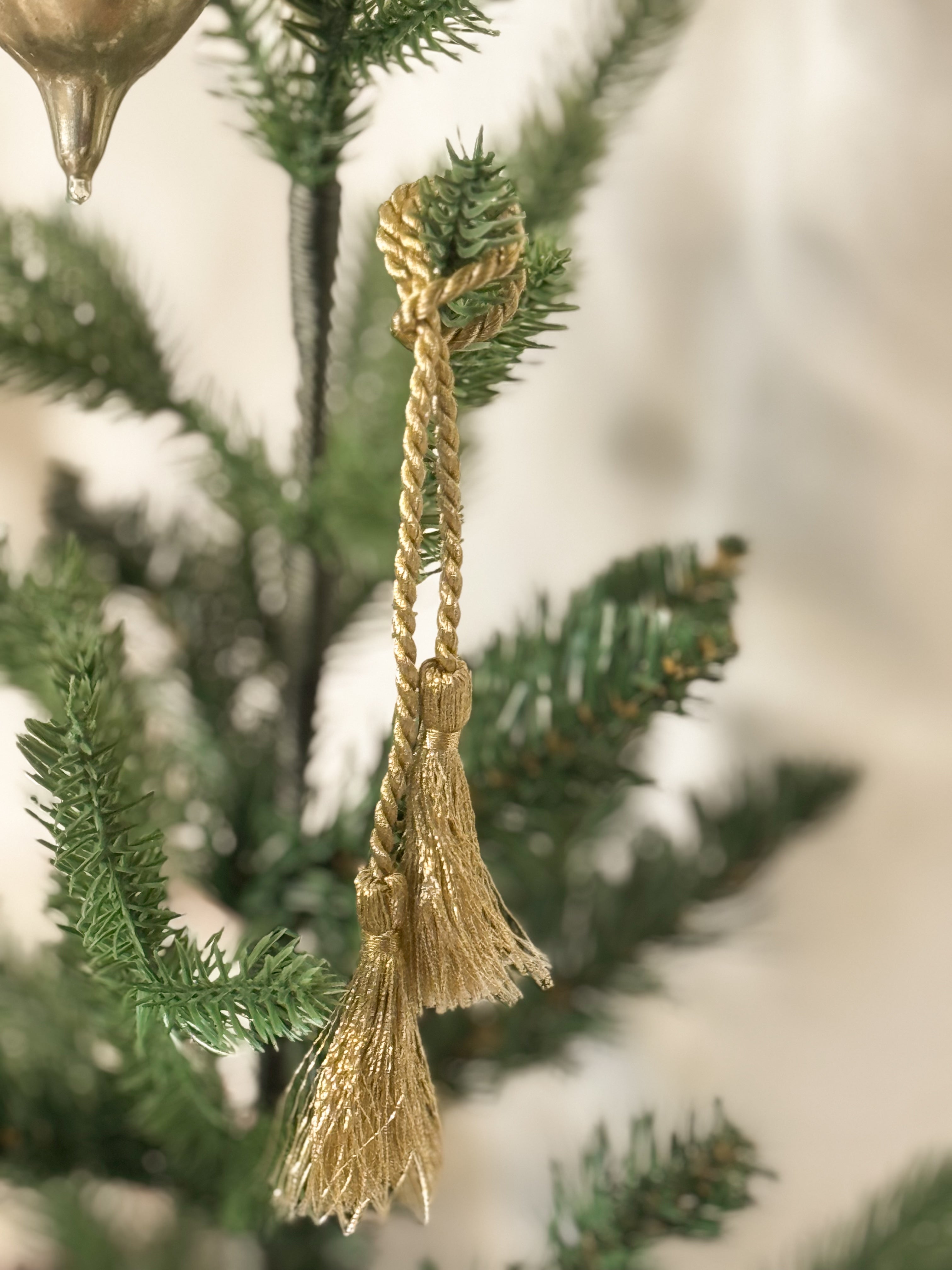 French Passementerie Double Tassel in Metallic Gold