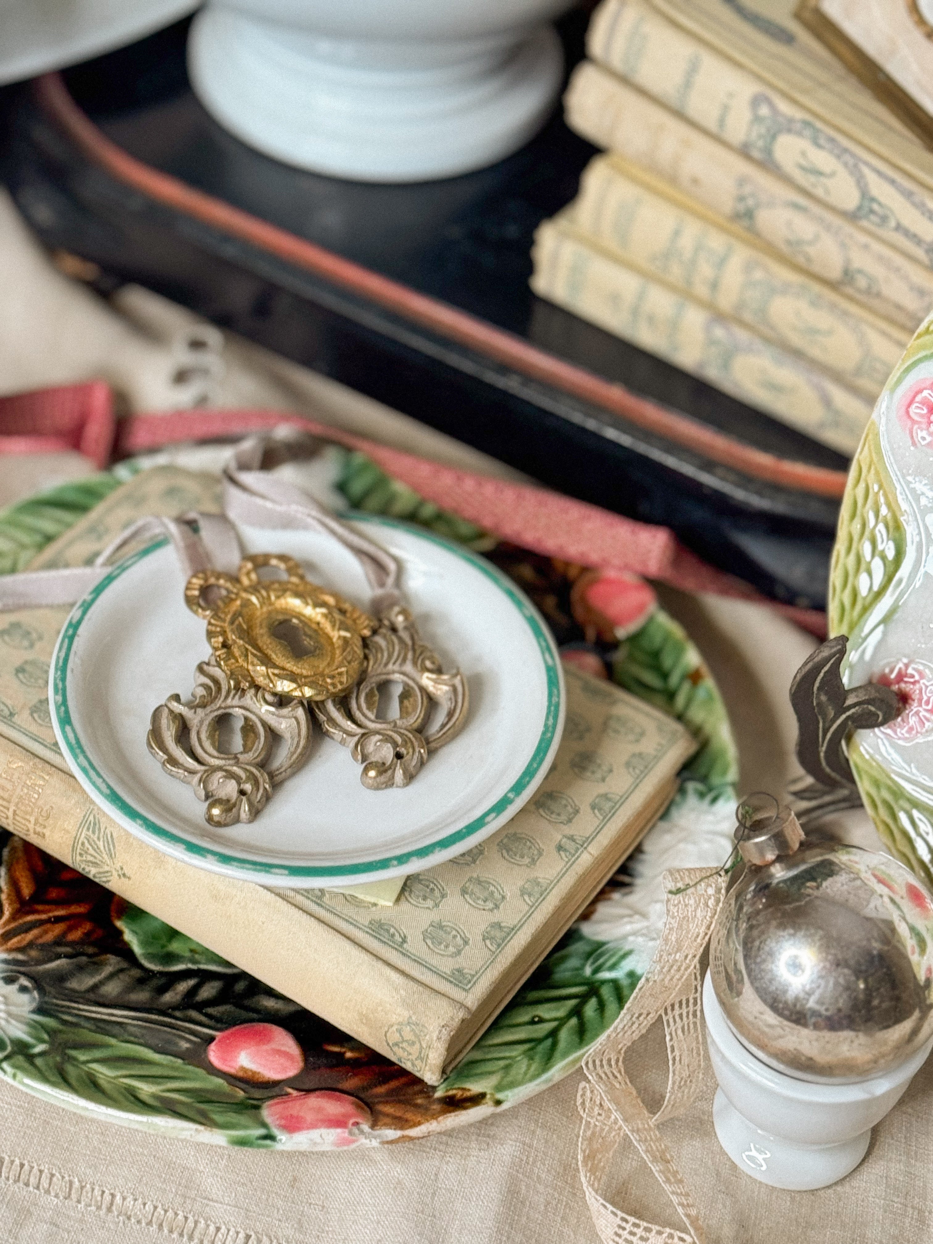 Antique Limoges Bistro Plate / Absinthe Coaster