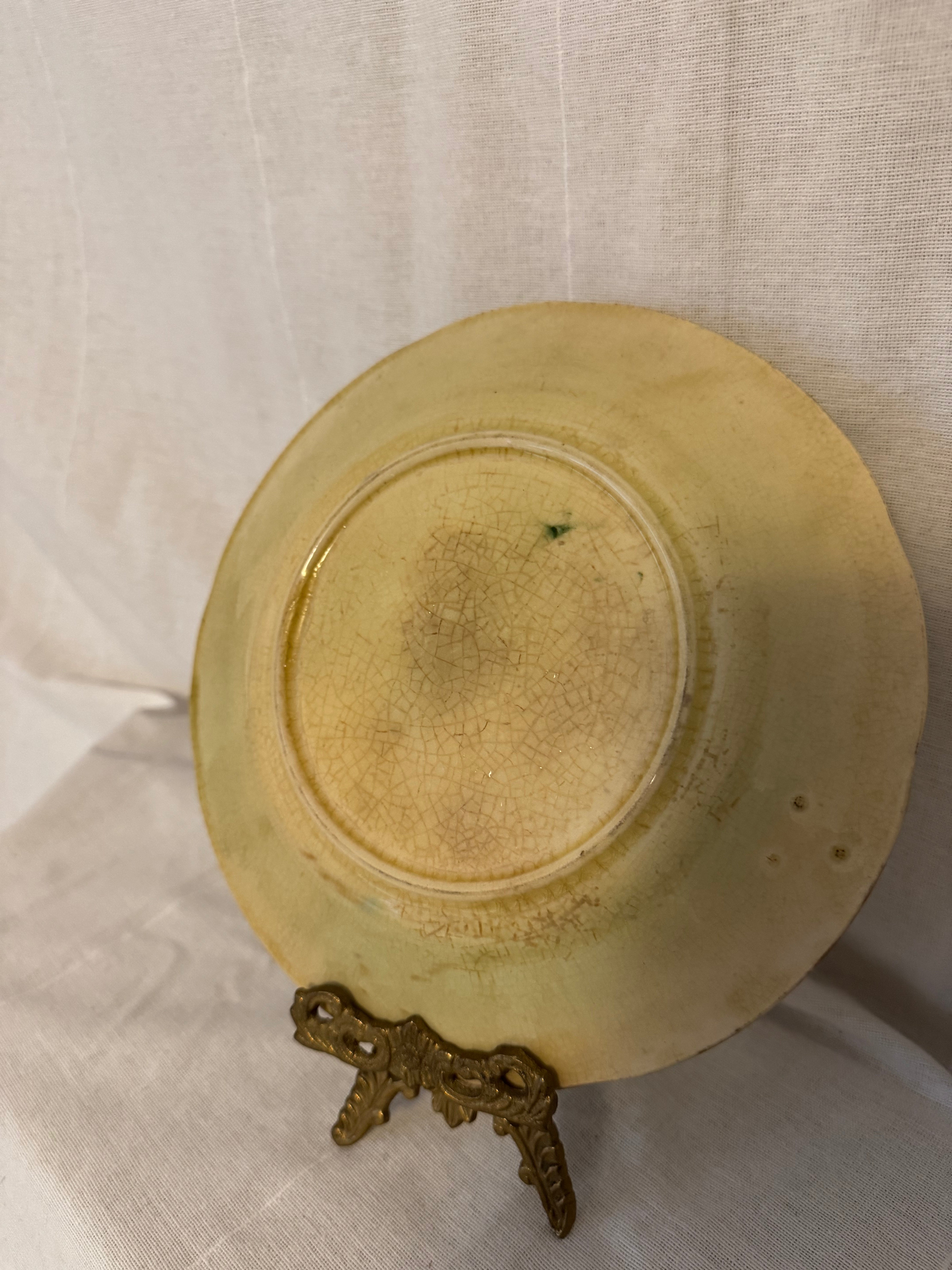 Antique French Majolica Plate – Joan of Arc