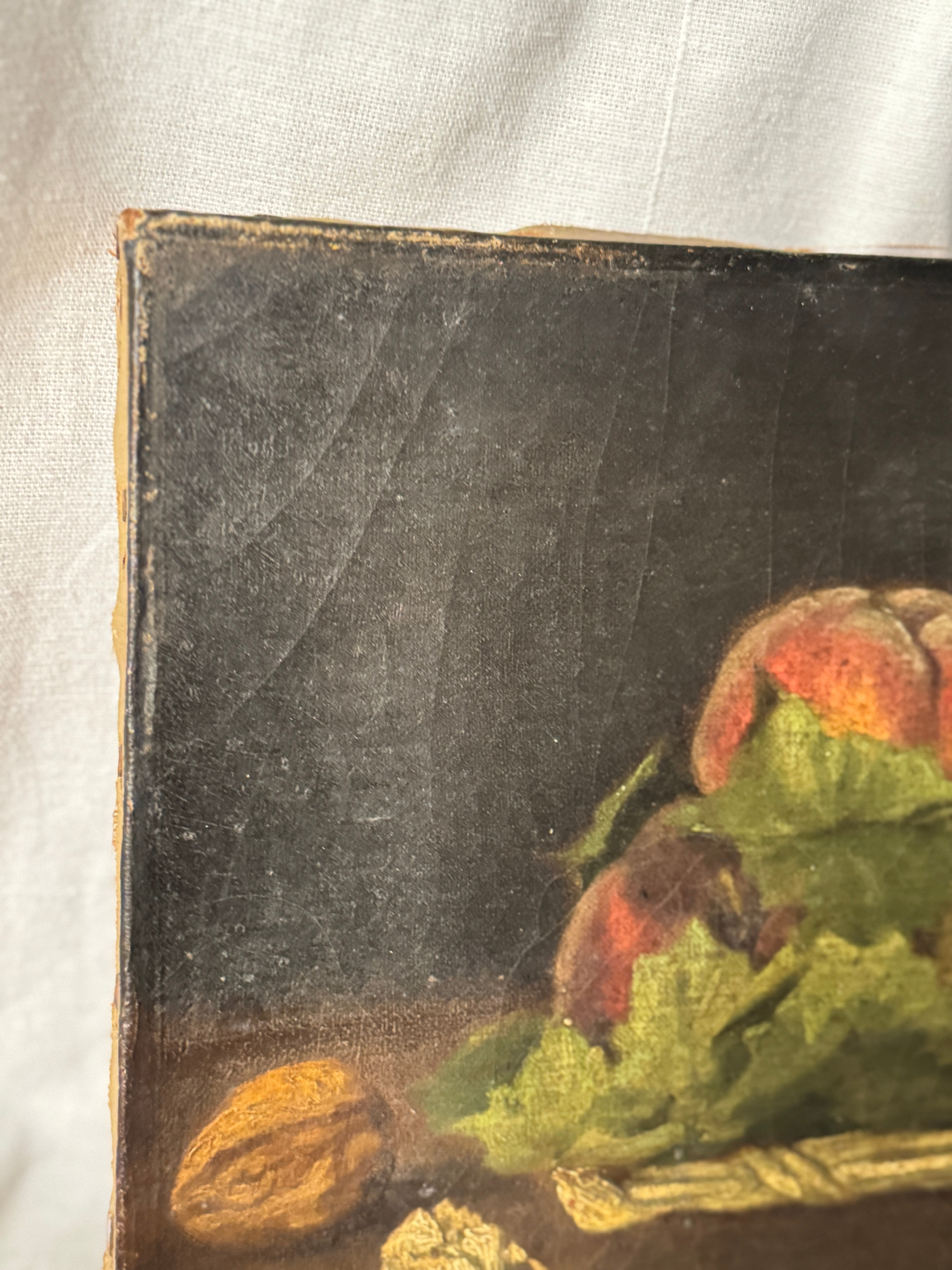 Antique French Still Life with Peaches, Unsigned, 19th Century
