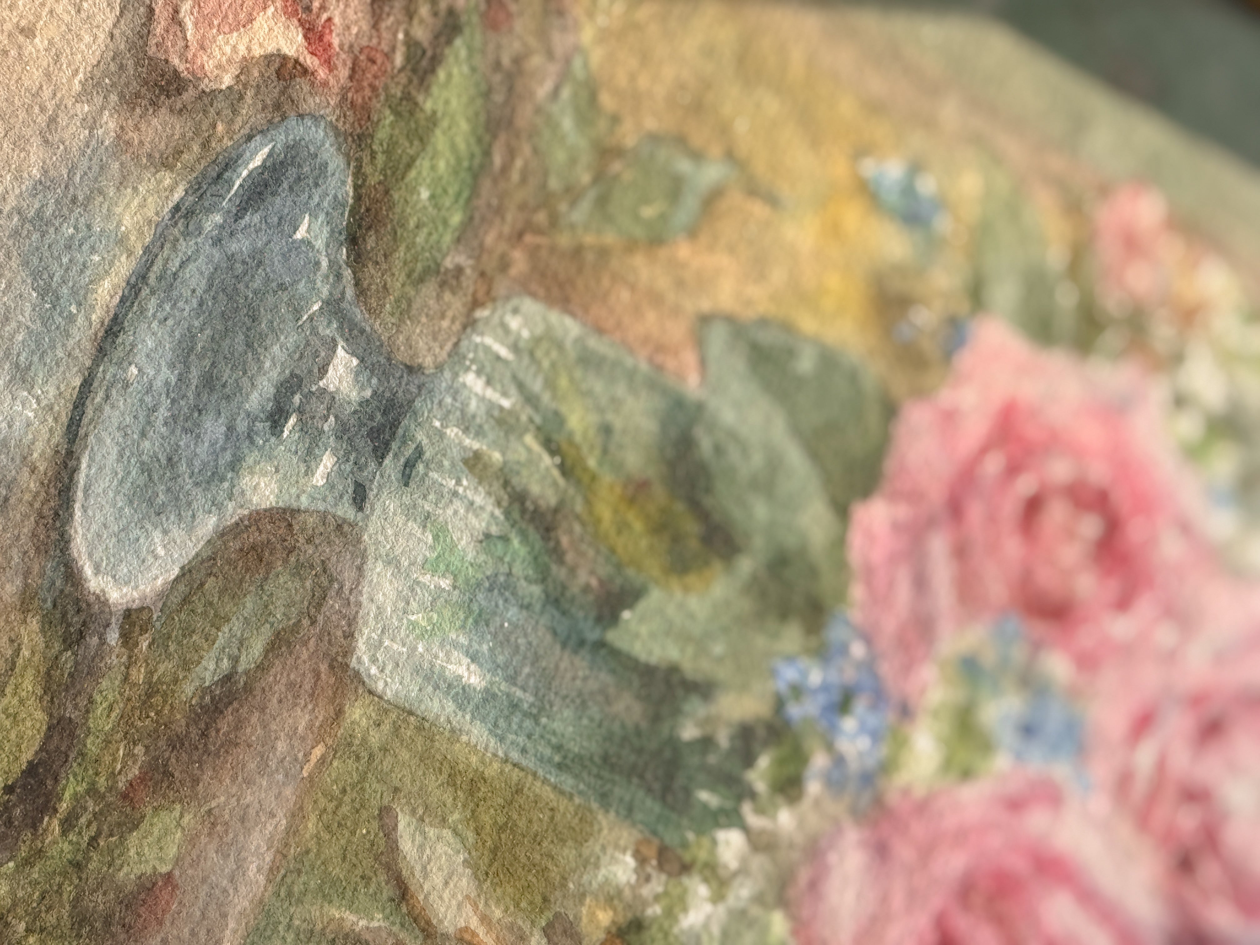 Antique French Floral Watercolor, Signed Salanson, Paris, circa 1899