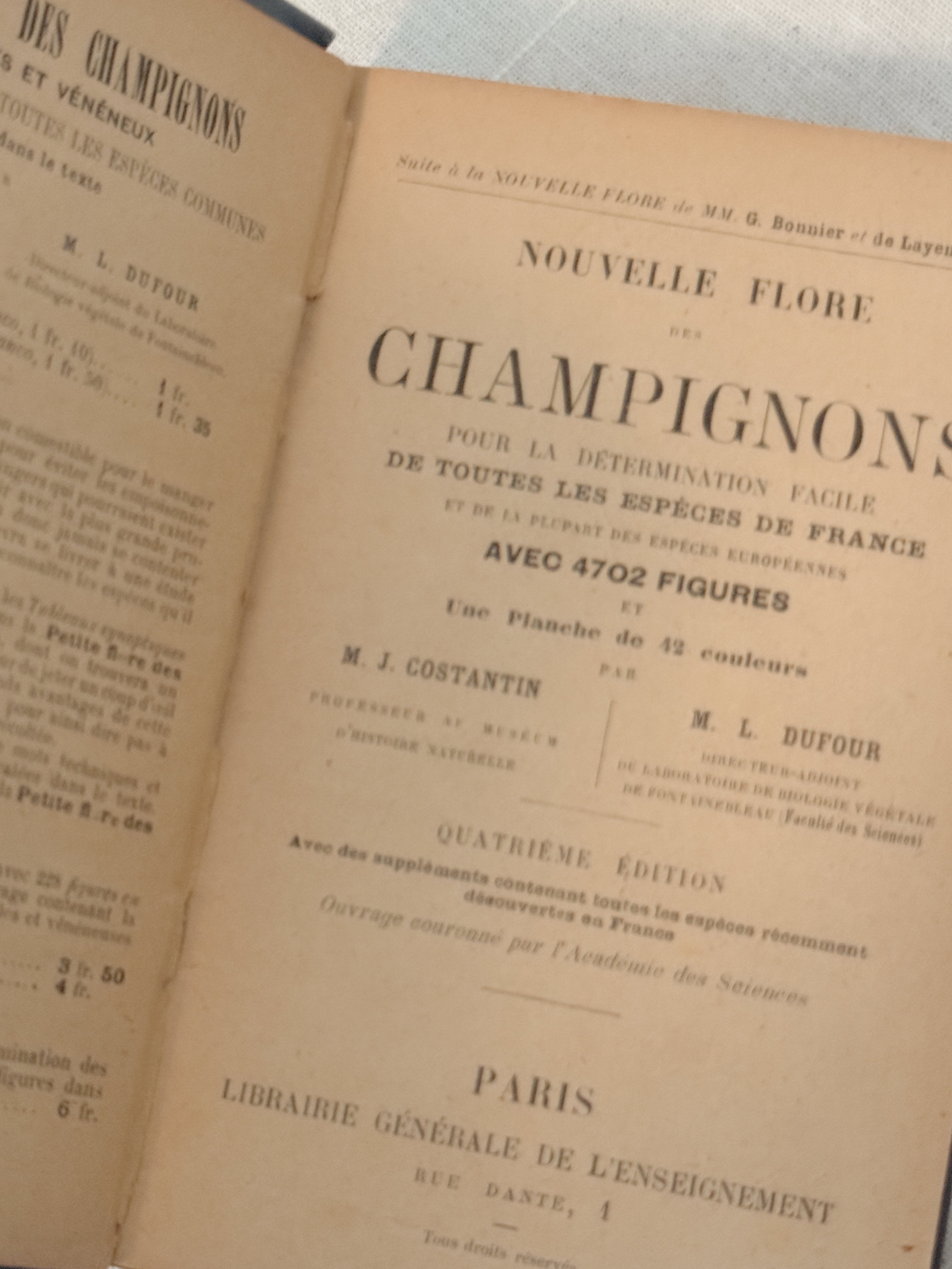 Antique French Mushroom Field Guide Nouvelle Flore des Champignons 1907