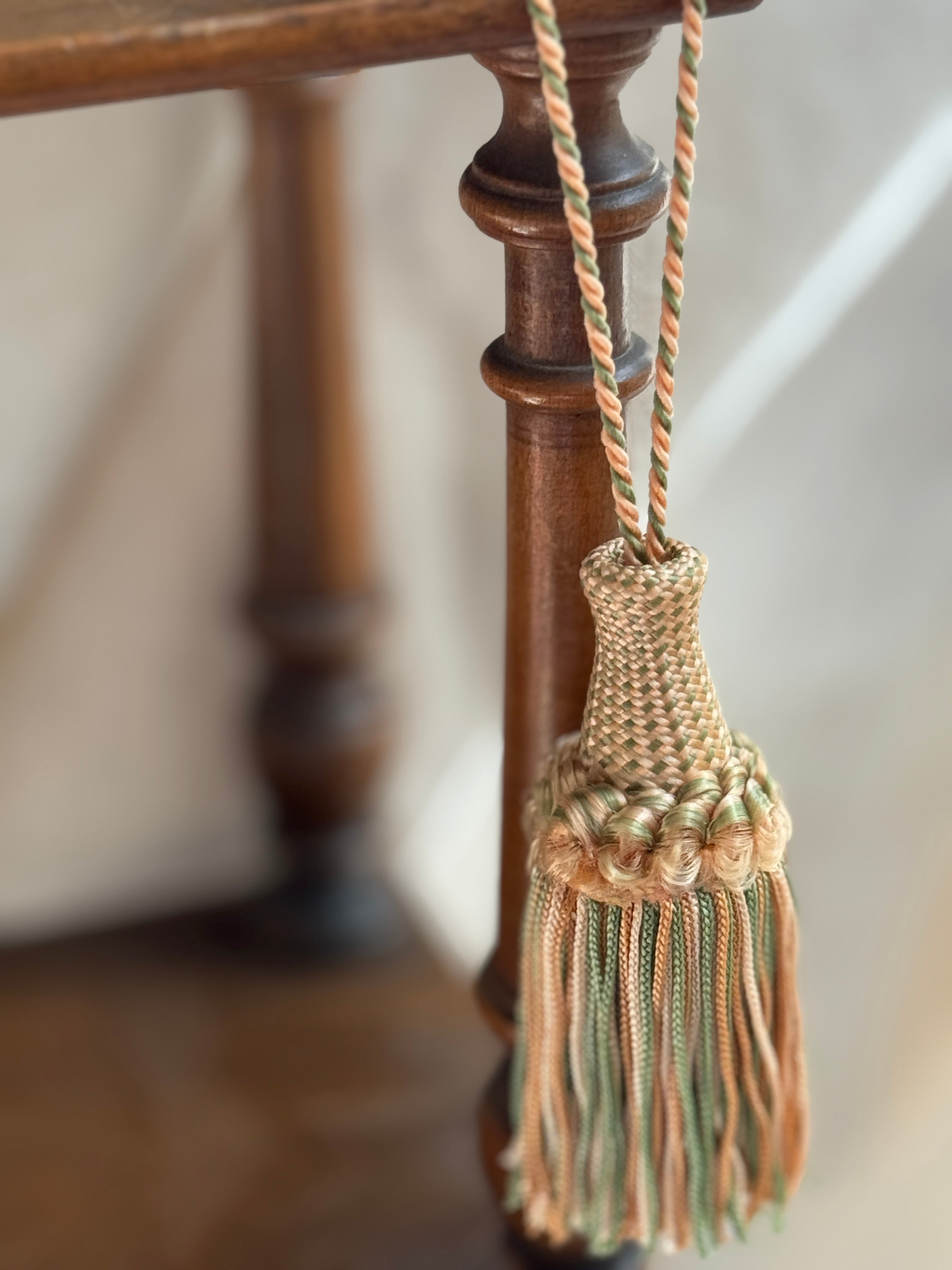 French Silk Tassel, Sage, Apricot, and Cream