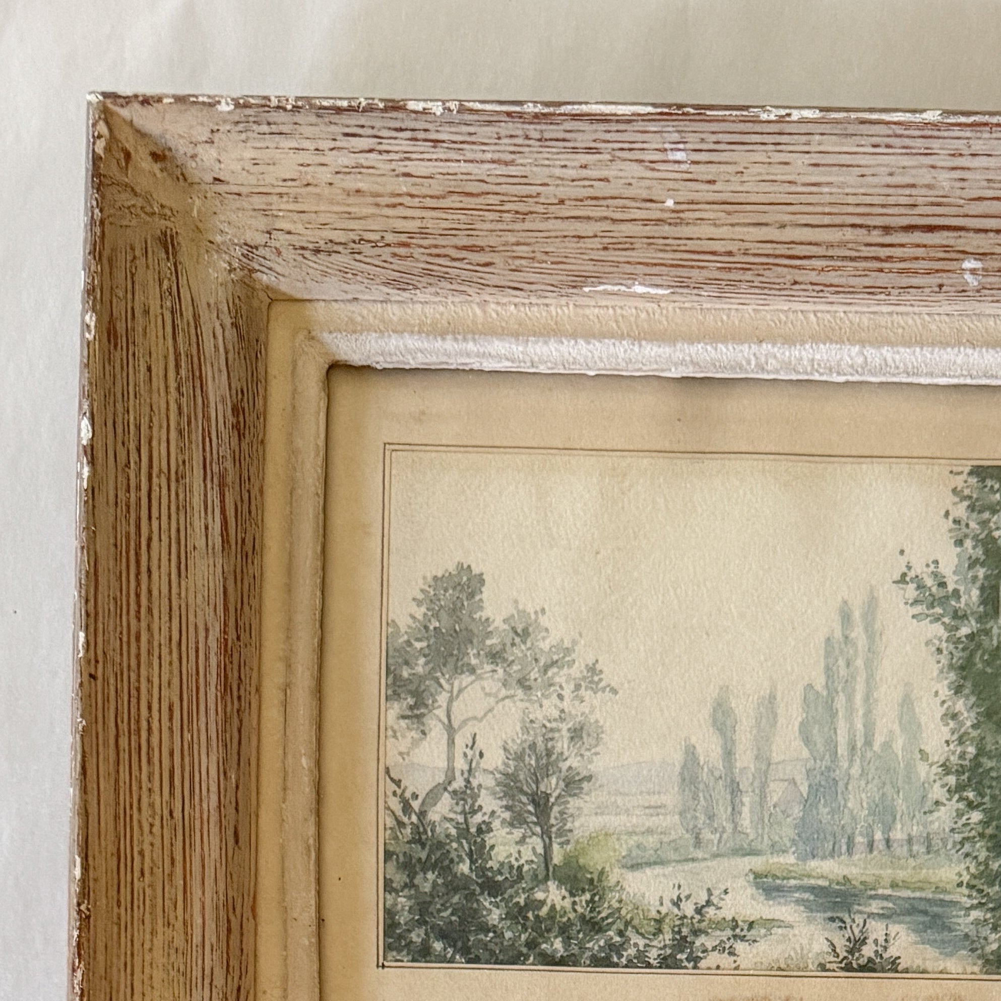 Watercolour, River with Poplars