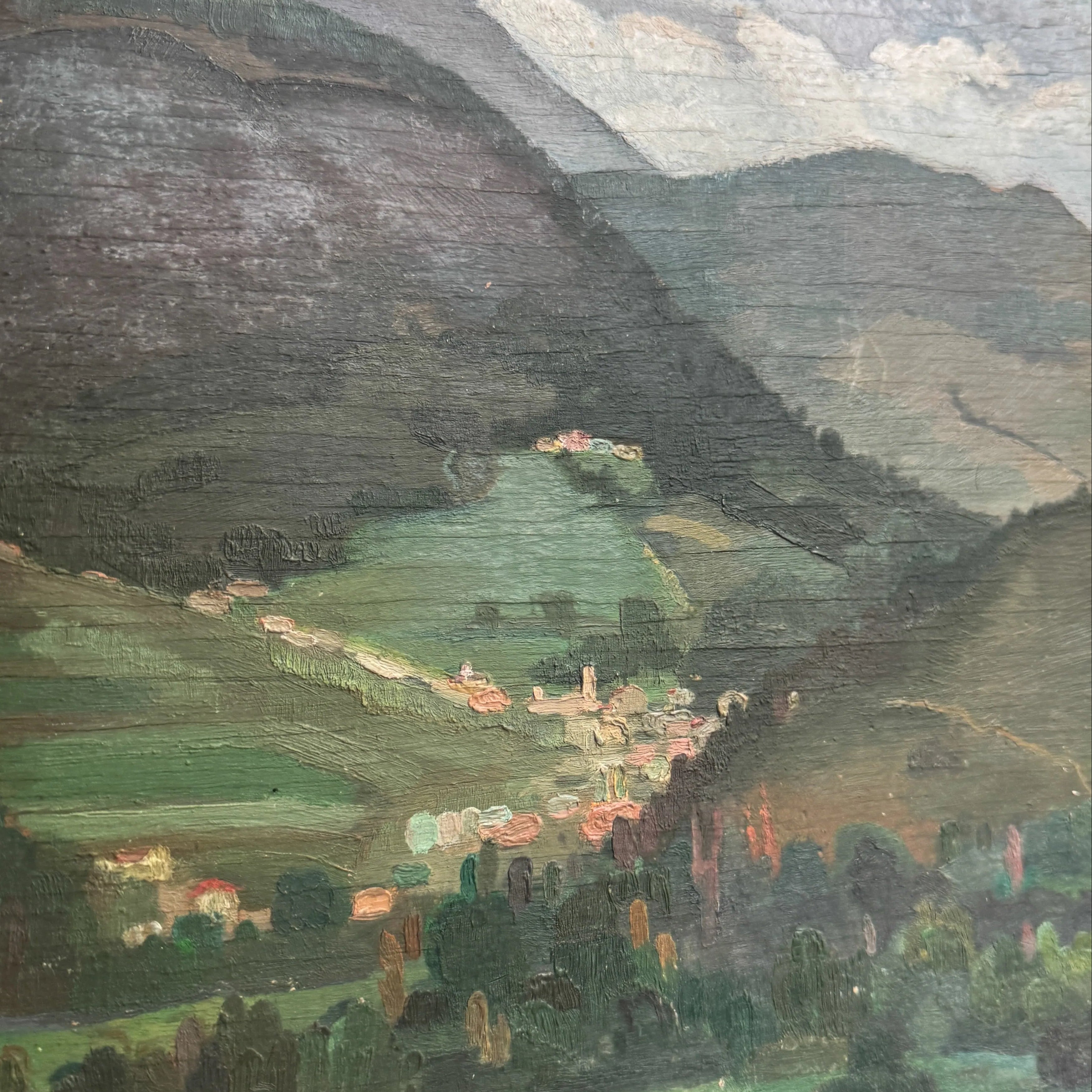 Oil on Wood Panel, Valley Village, Early 20th Century