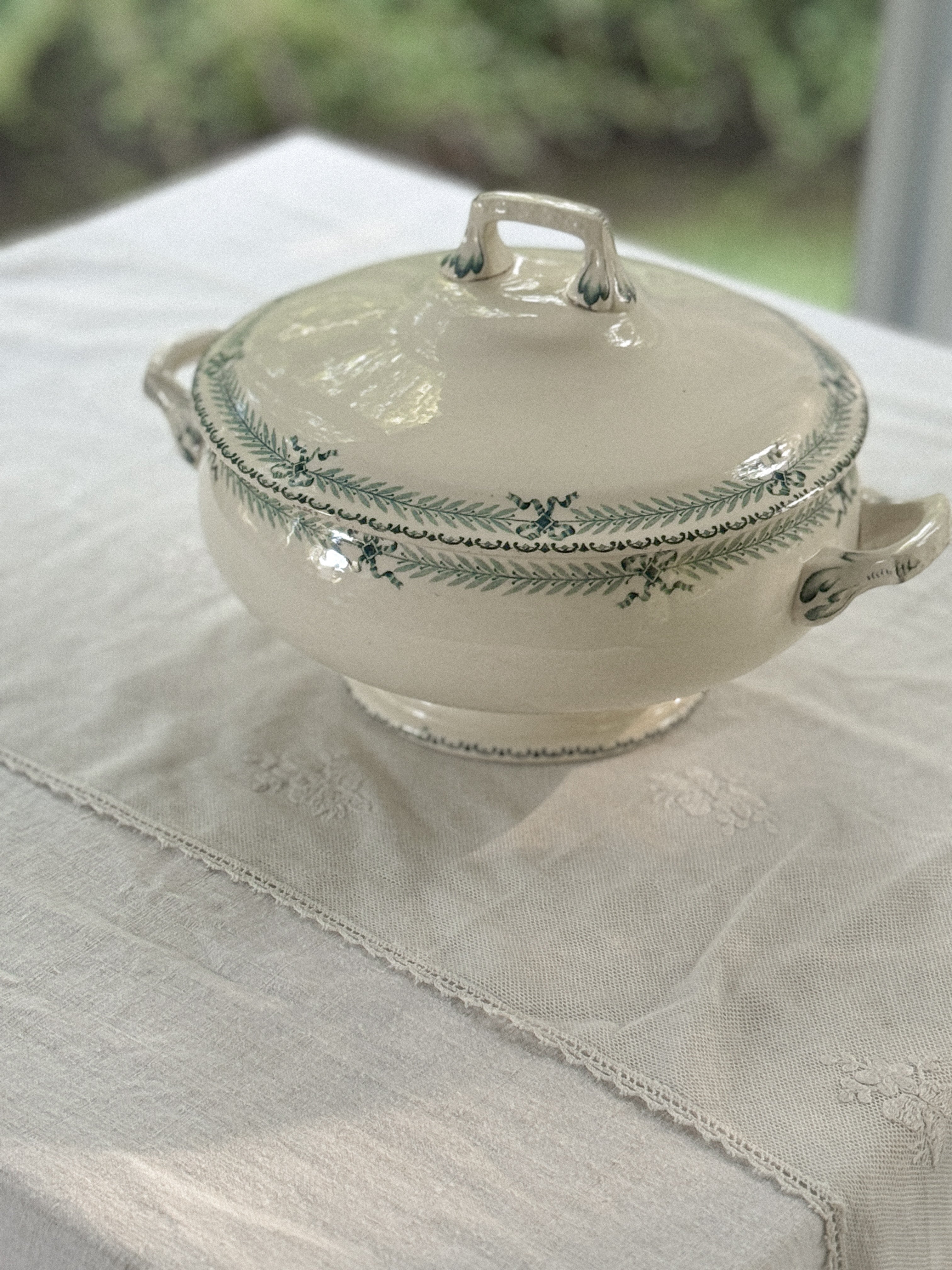 Antique French Transferware Soupière, Chinon Pattern, Choisy-le-Roi