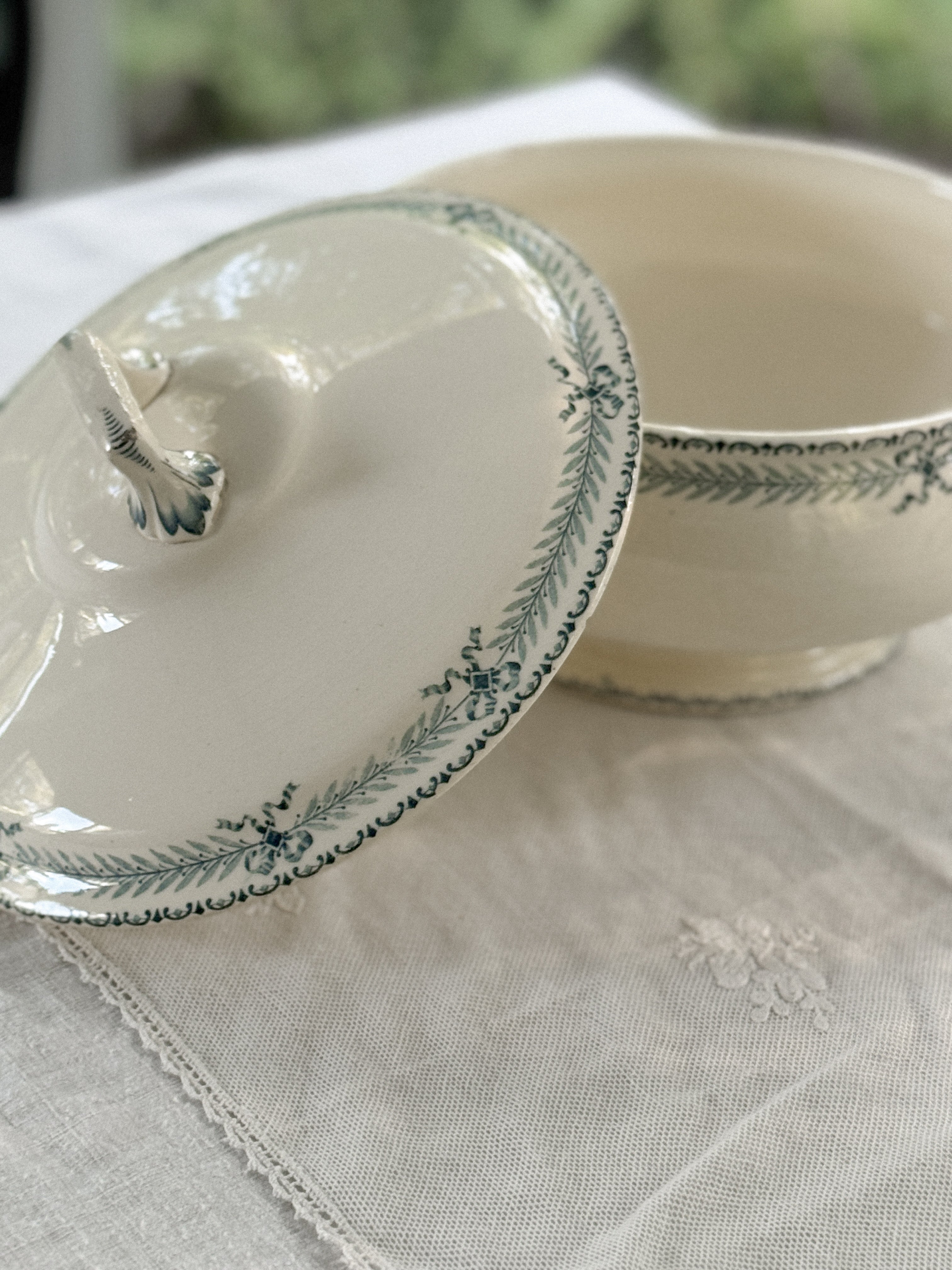 Antique French Transferware Soupière, Chinon Pattern, Choisy-le-Roi