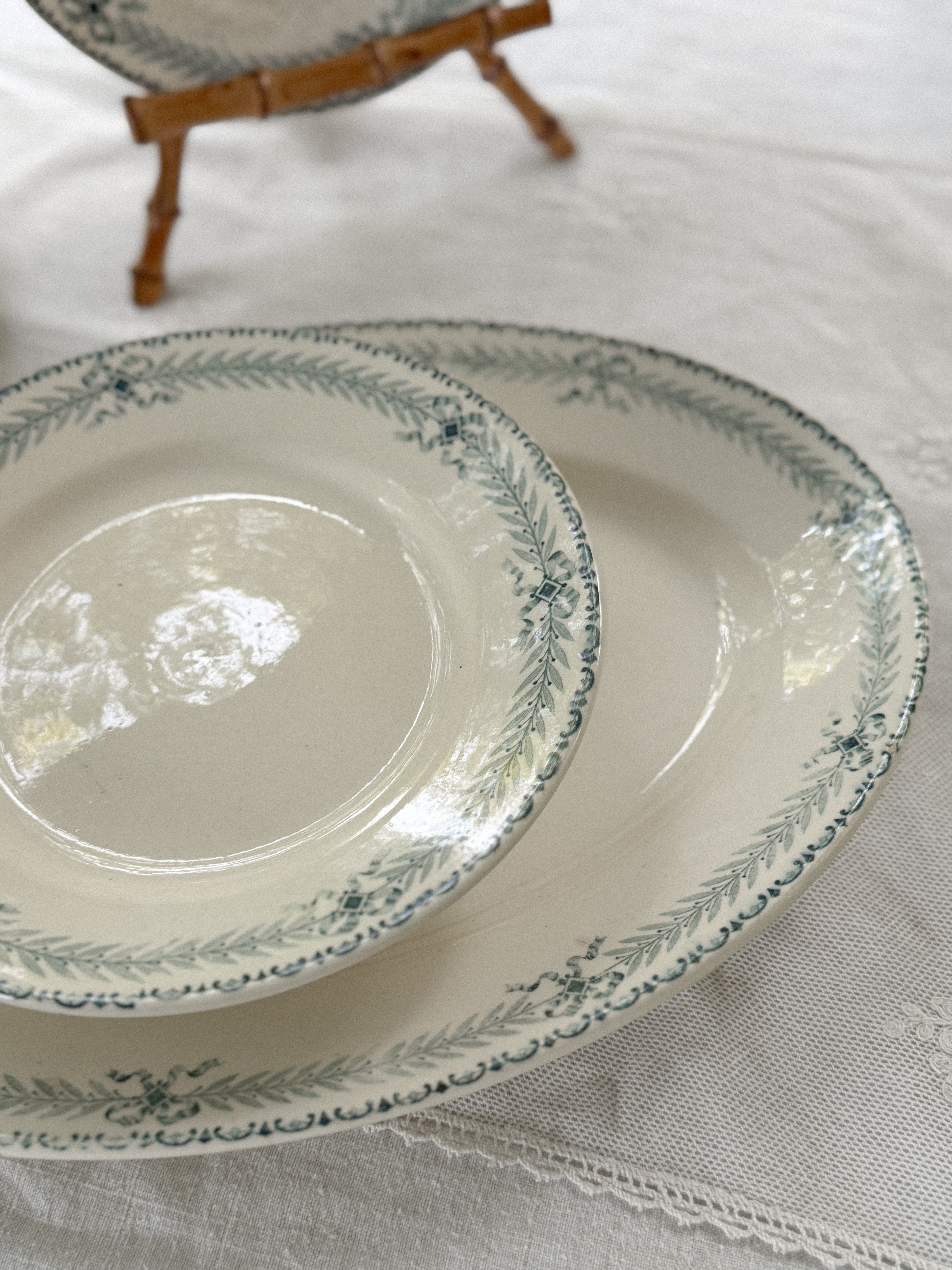 Antique French Transferware Oval Platter, Chinon Pattern, Choisy-le-Roi