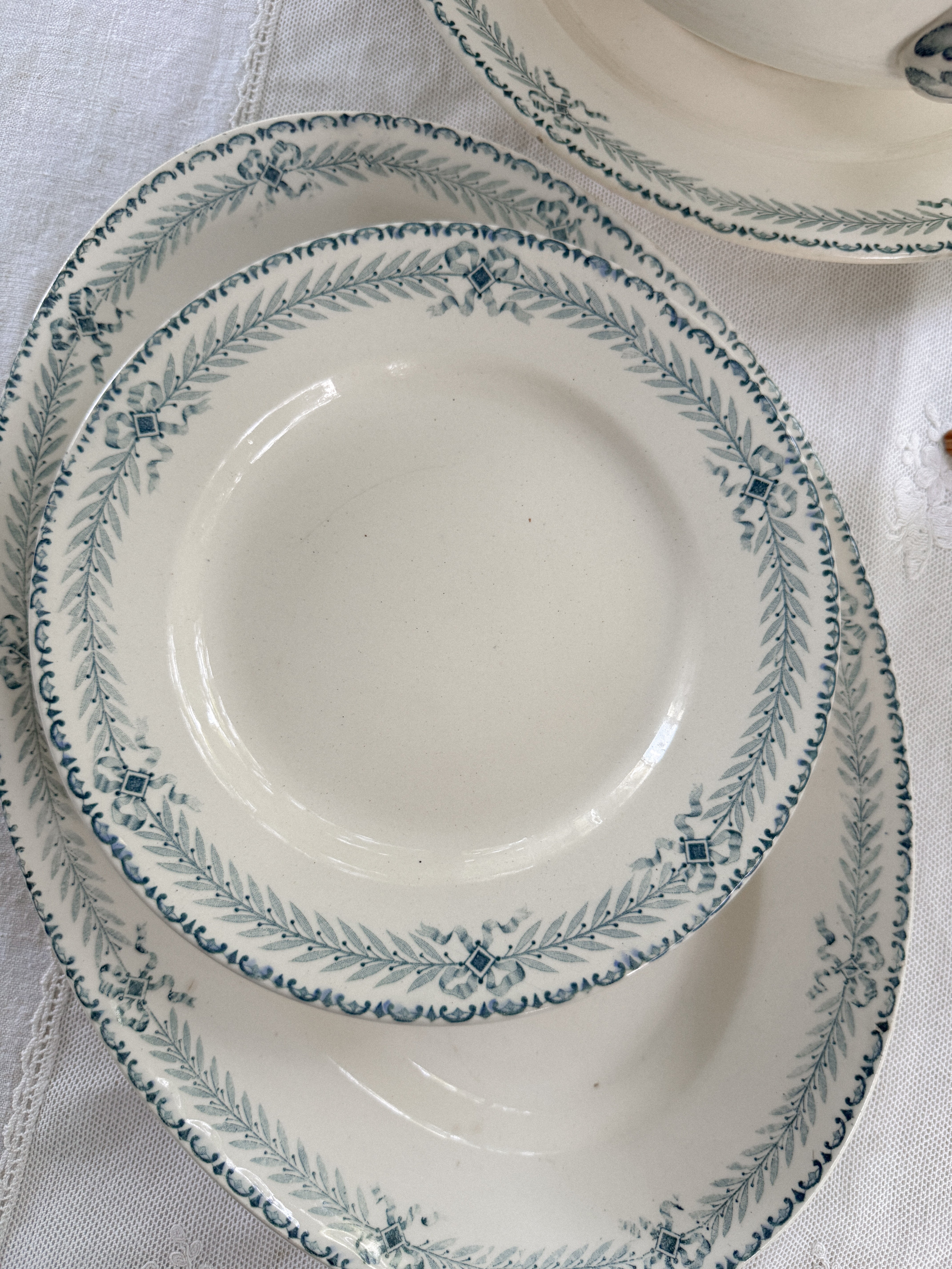 Antique French Transferware Oval Platter, Chinon Pattern, Choisy-le-Roi