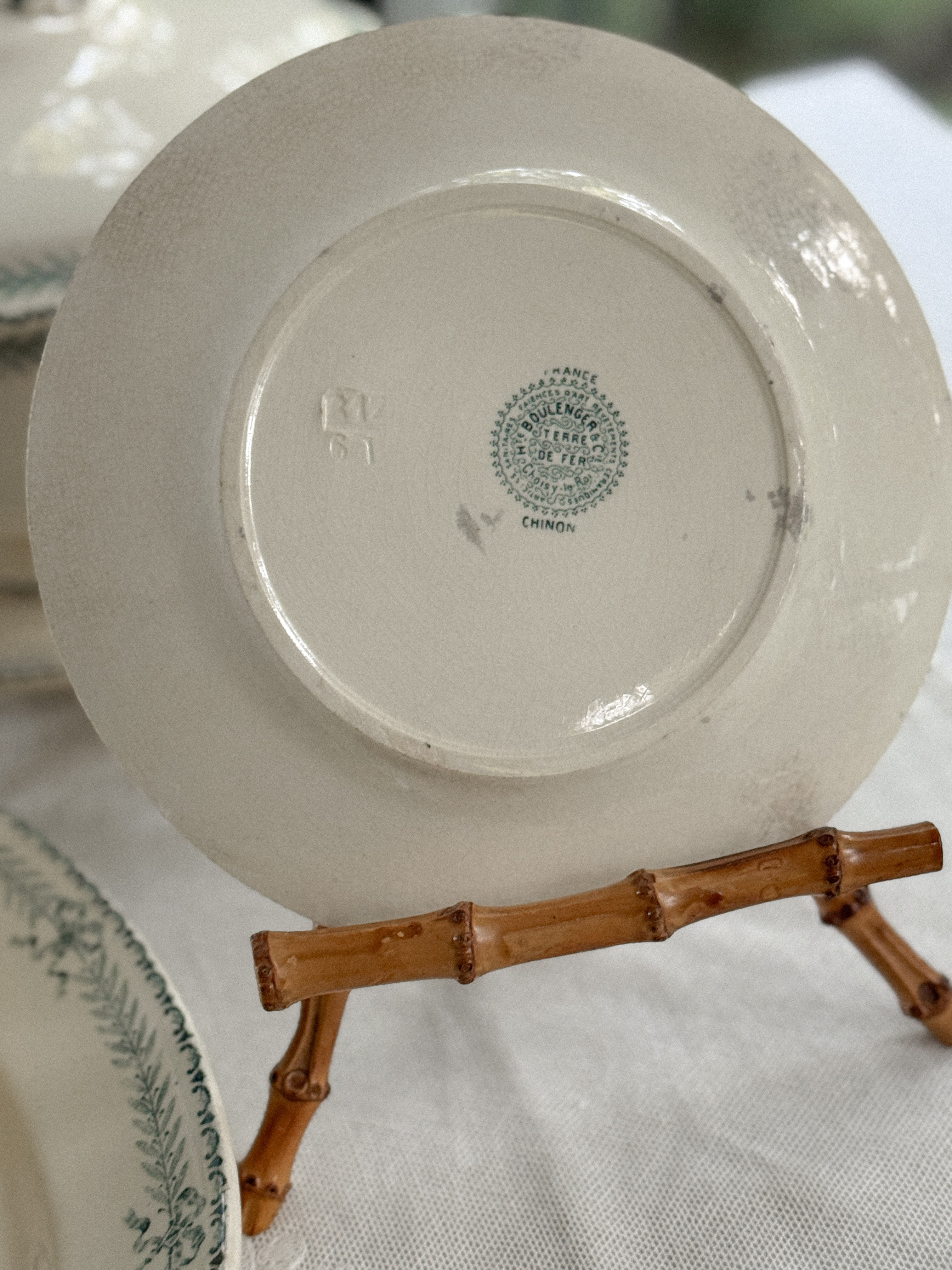 Antique French Transferware Plate, Chinon Pattern, Choisy-le-Roi