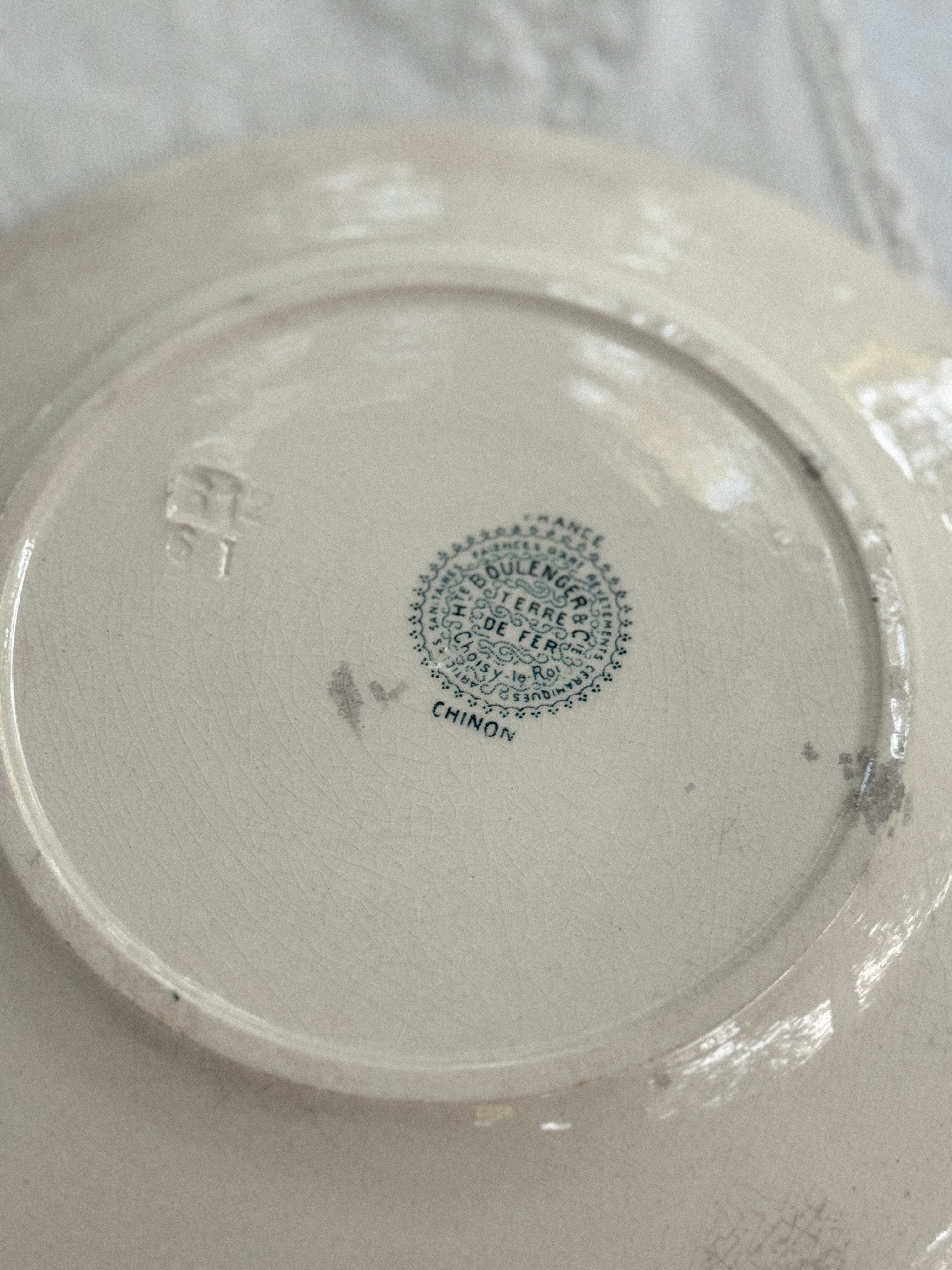 Antique French Transferware Plate, Chinon Pattern, Choisy-le-Roi