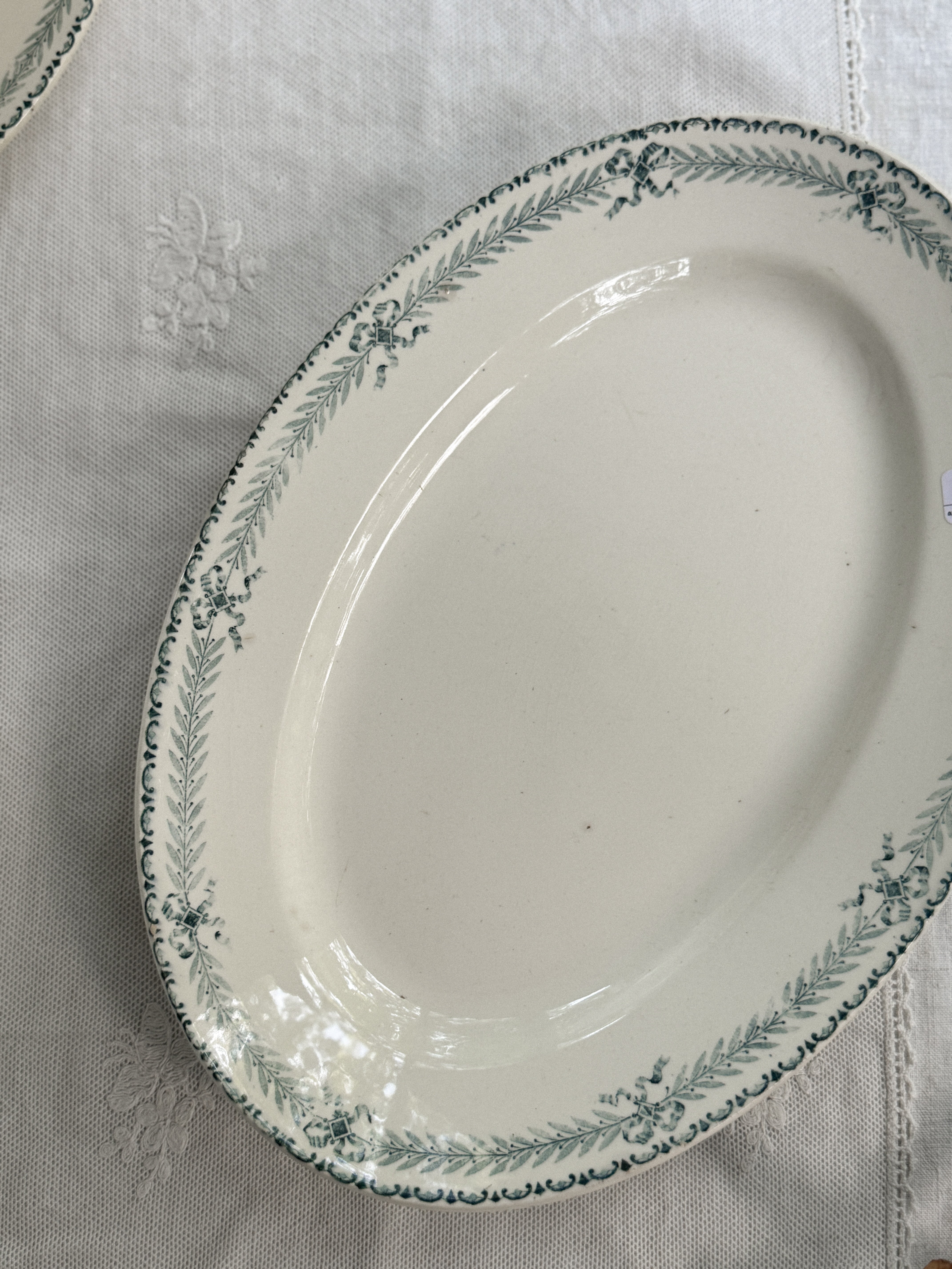 Antique French Transferware Oval Platter, Chinon Pattern, Choisy-le-Roi