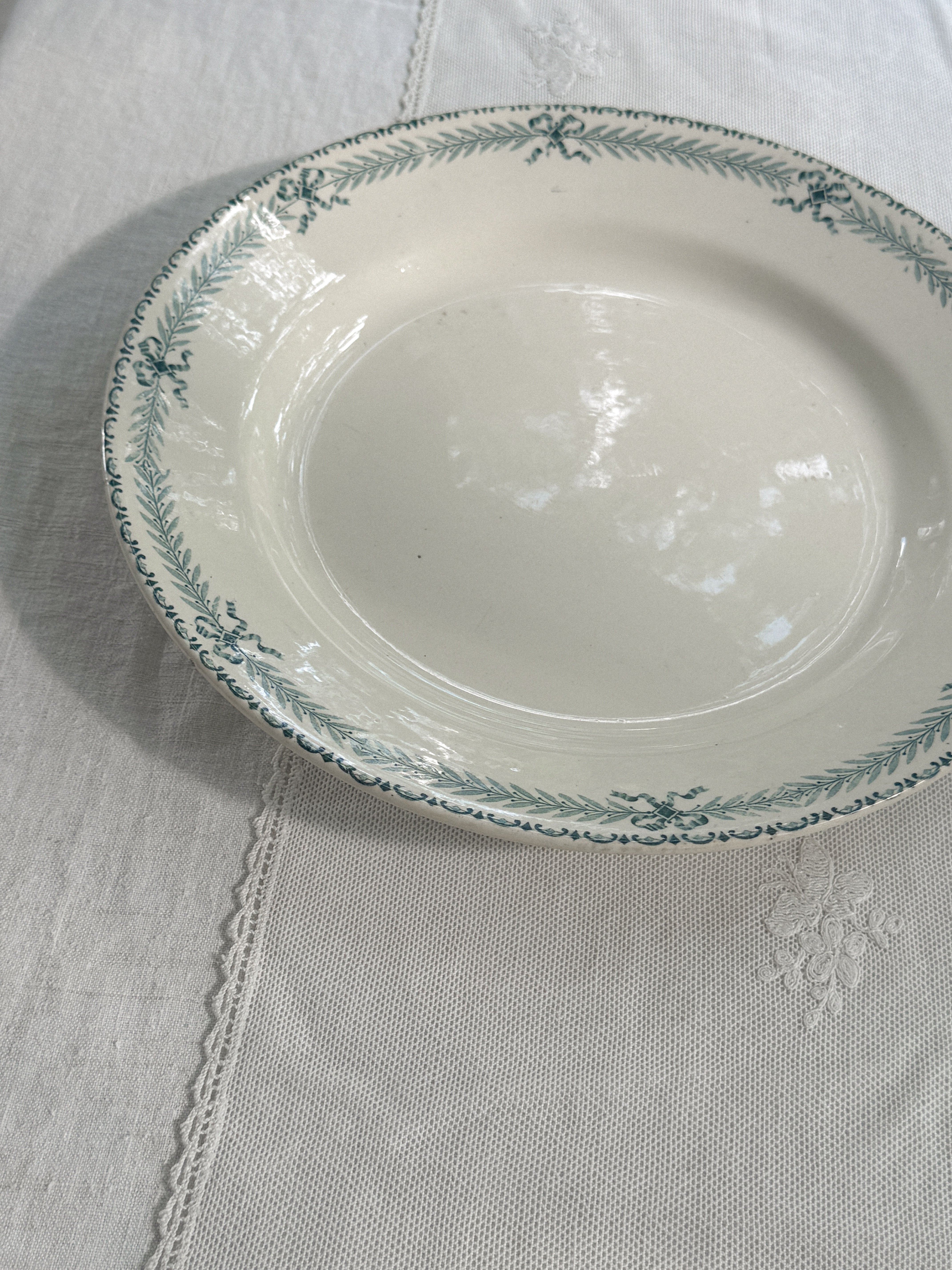 Antique French Transferware Round Platter, Chinon Pattern, Choisy-le-Roi