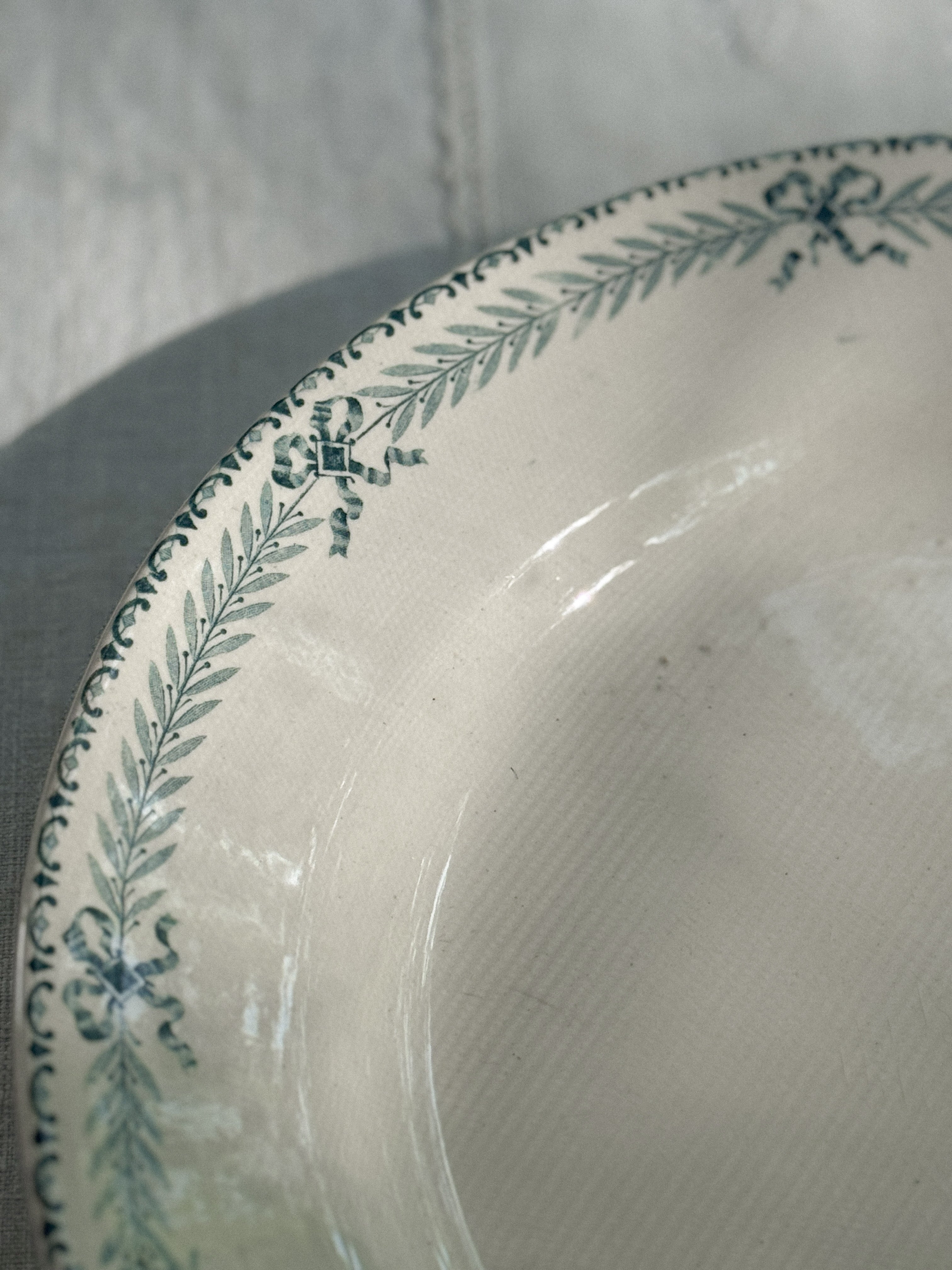 Antique French Transferware Round Platter, Chinon Pattern, Choisy-le-Roi