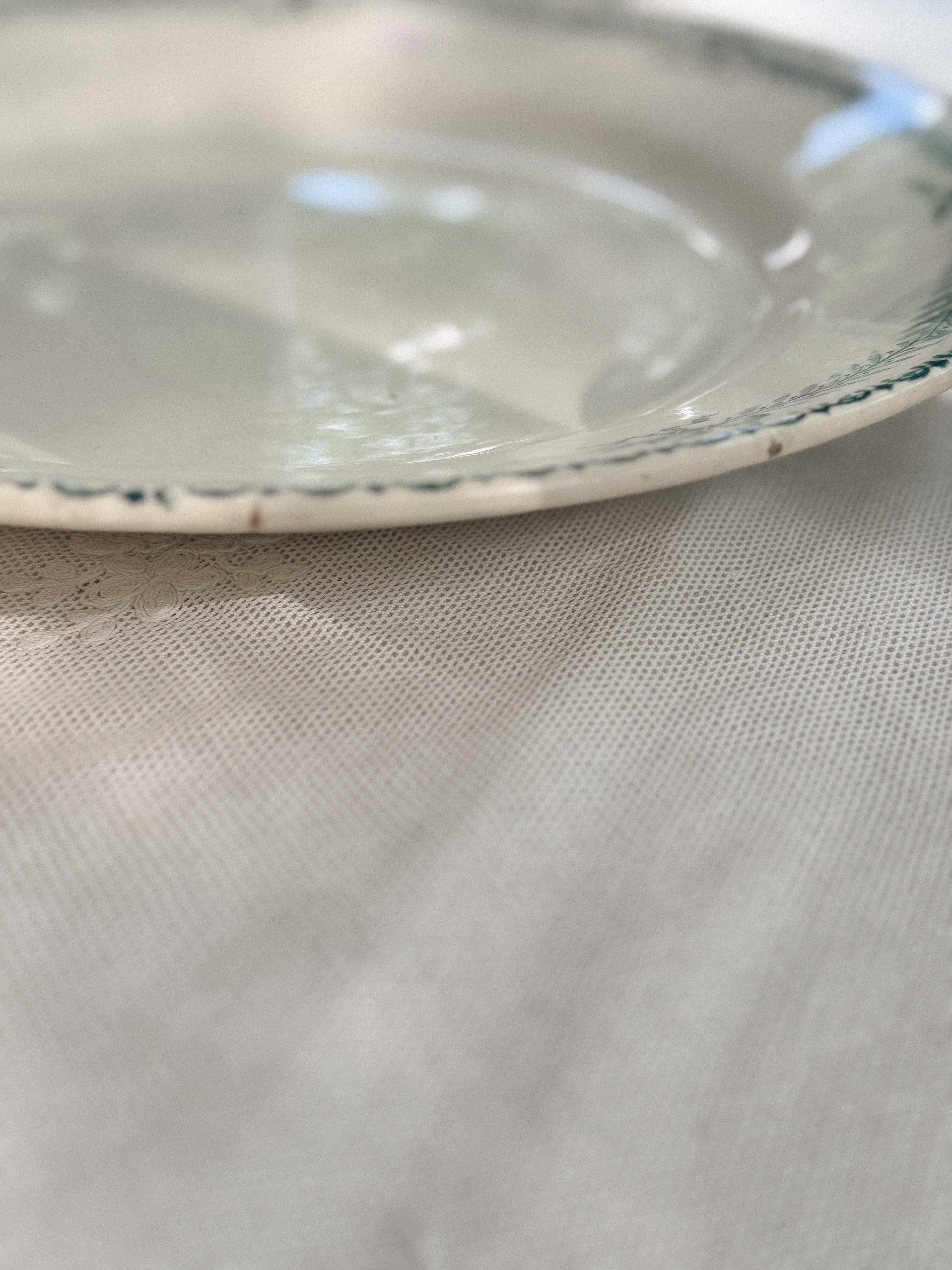 Antique French Transferware Round Platter, Chinon Pattern, Choisy-le-Roi