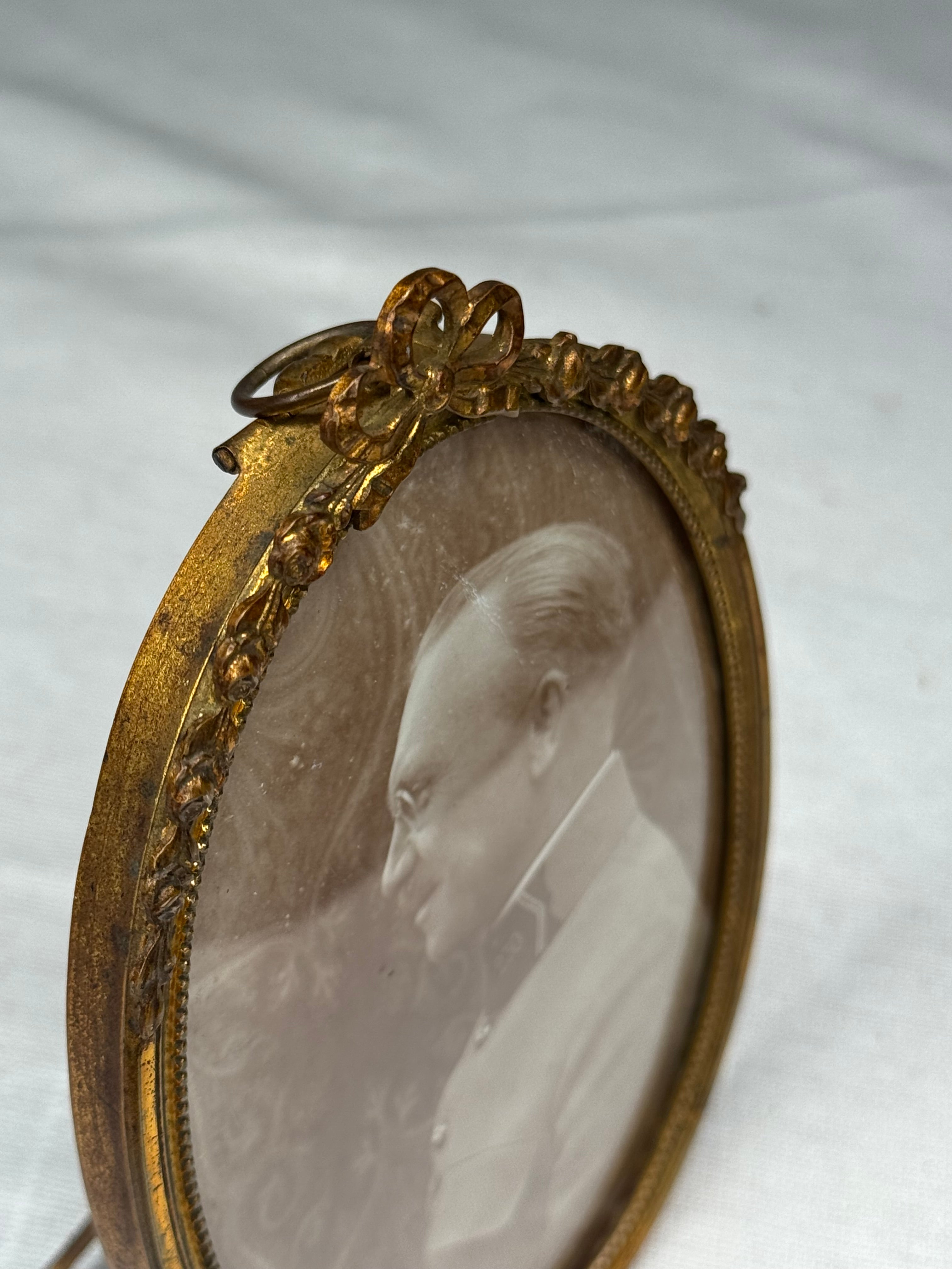Antique French Oval Frame with Original Bubble Glass