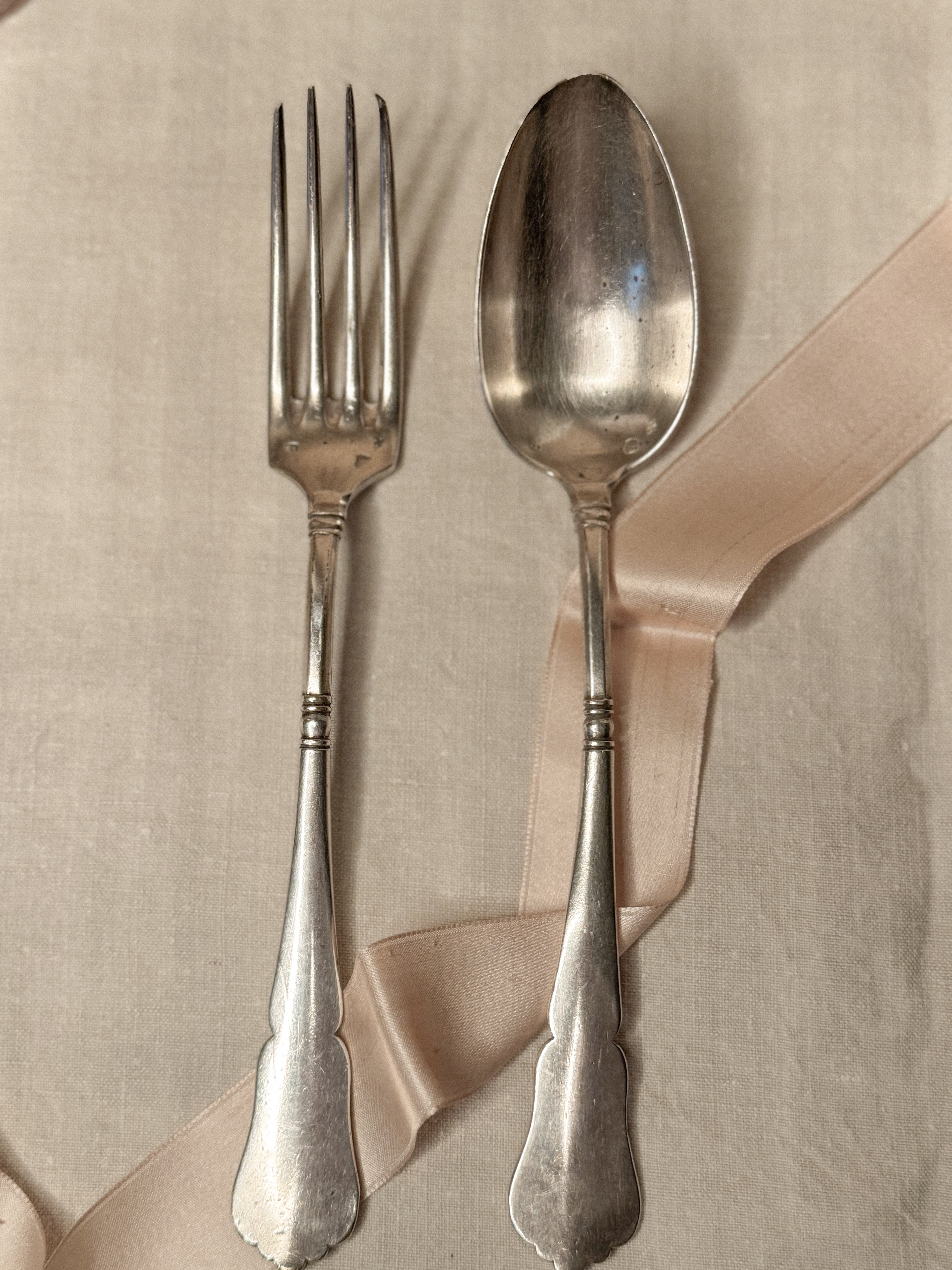 French Silverplate Fork & Spoon Set, c1940