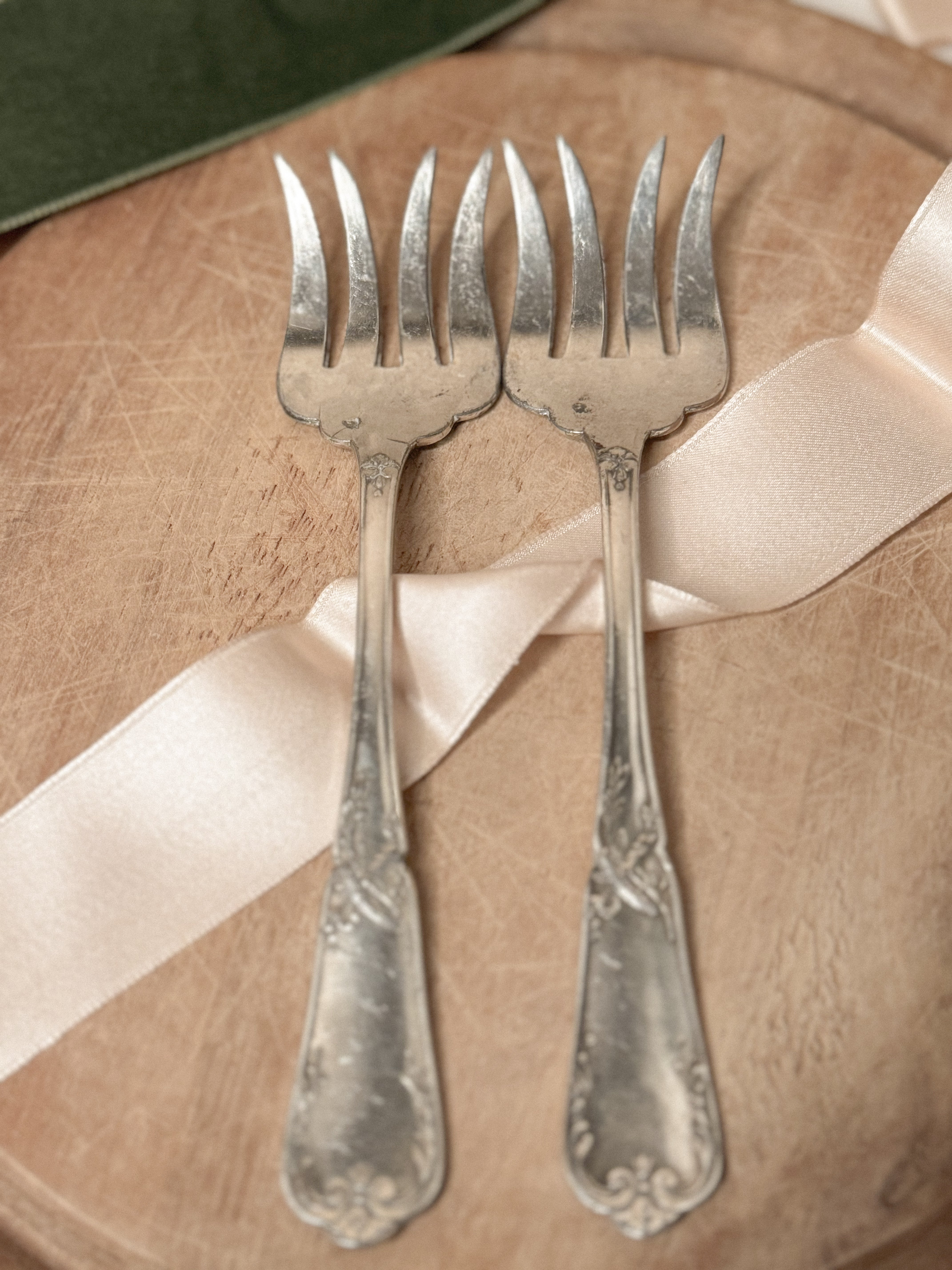 Set of Two French Silverplate Serving Forks