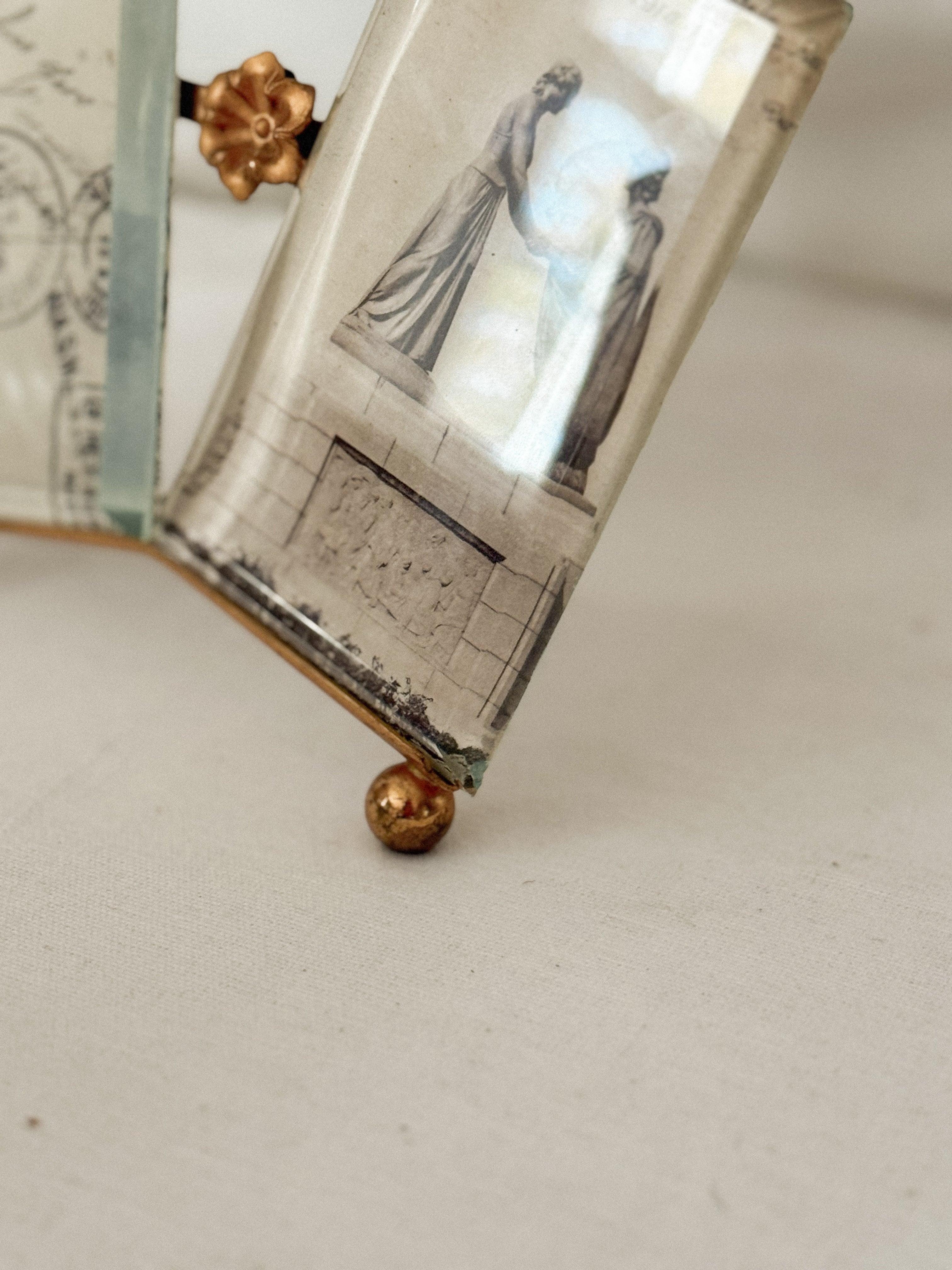 Antique Double Gilt Brass Frame with Beveled Glass