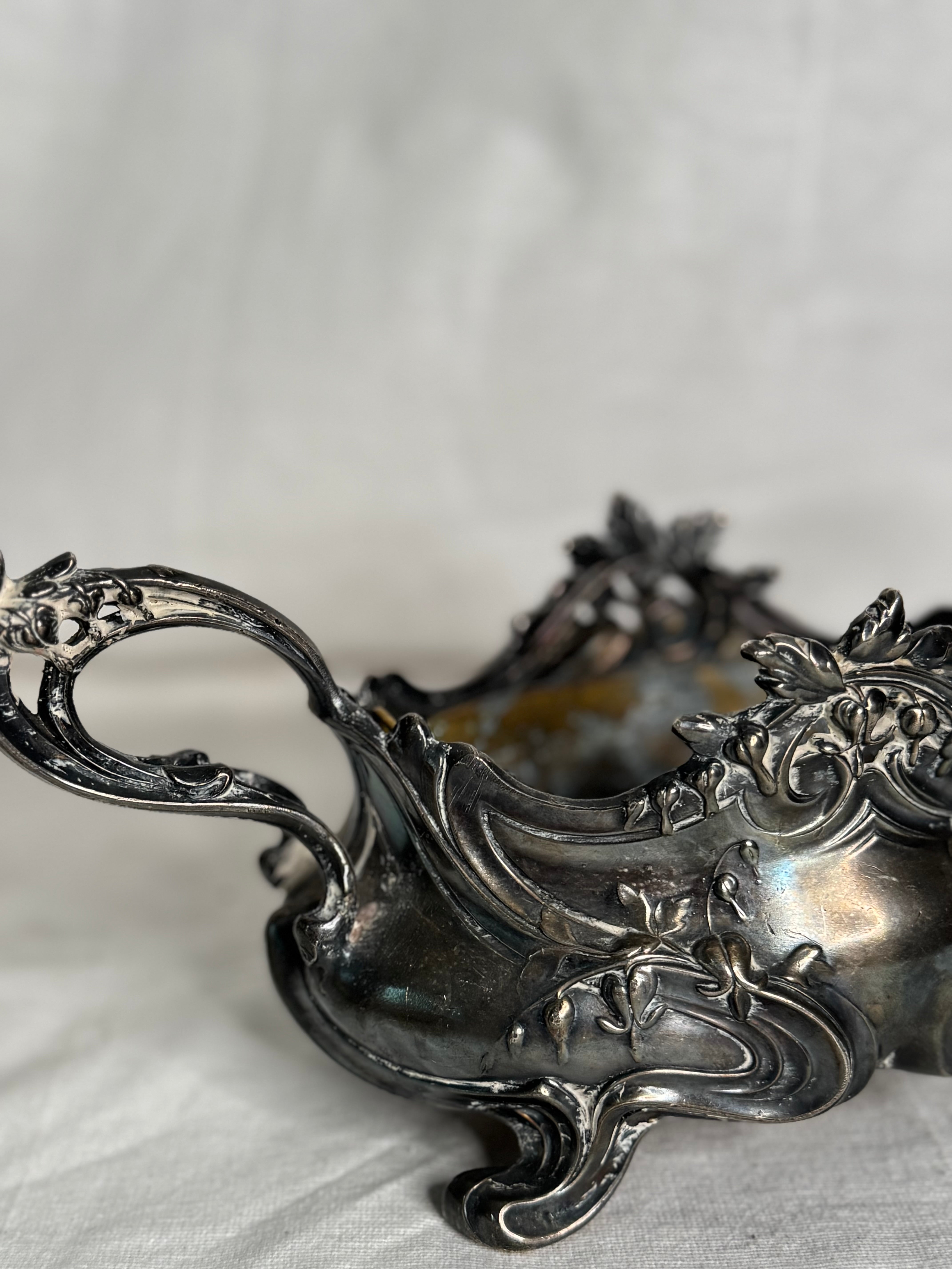 Antique French Art Nouveau Jardinière with Insert