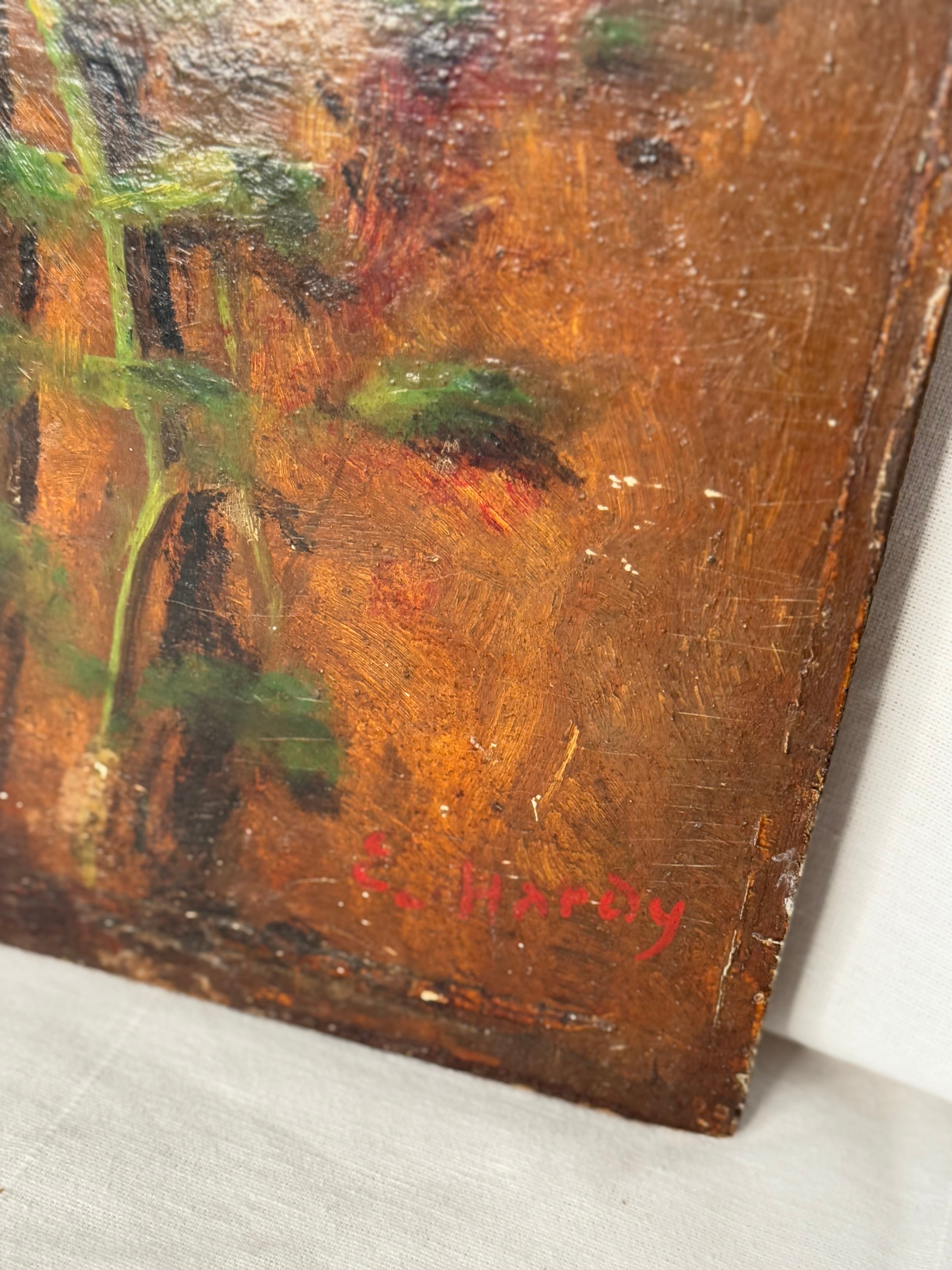 Antique floral on wood panel